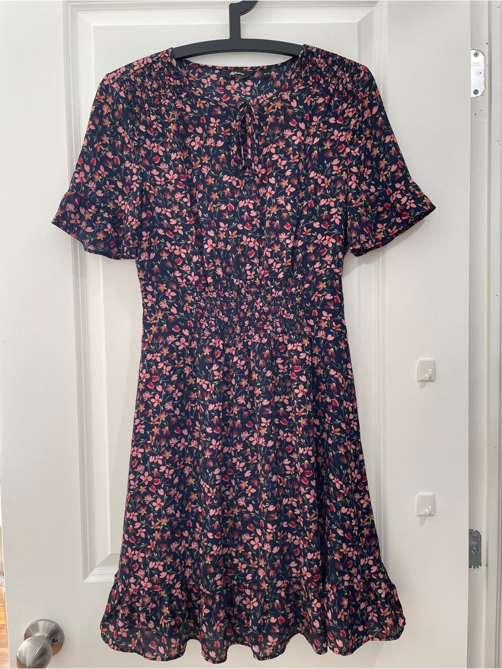 Reitmans Navy Dress with Pink Floral Print